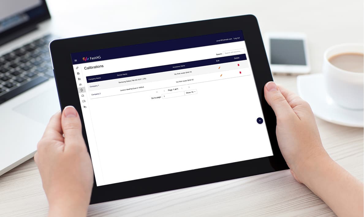 FastAG admin app on tablet