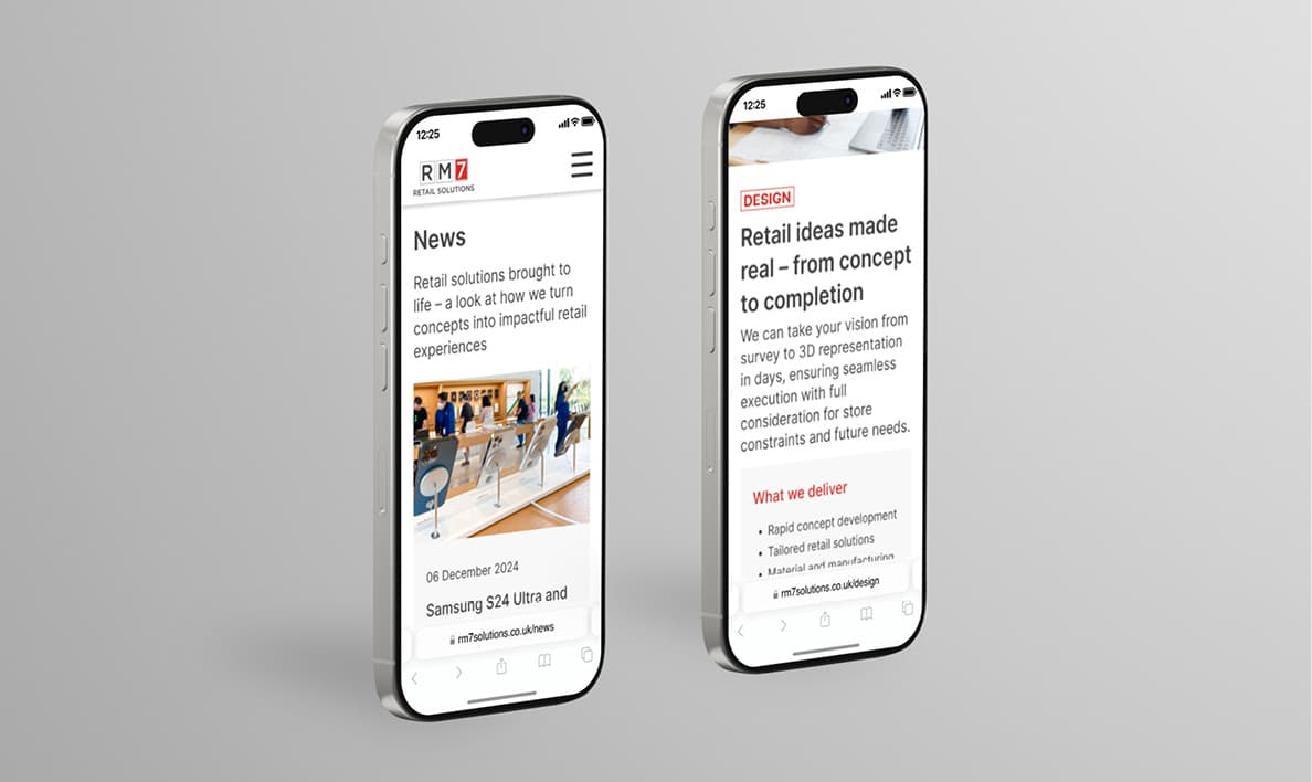 RM7 Website on mobile