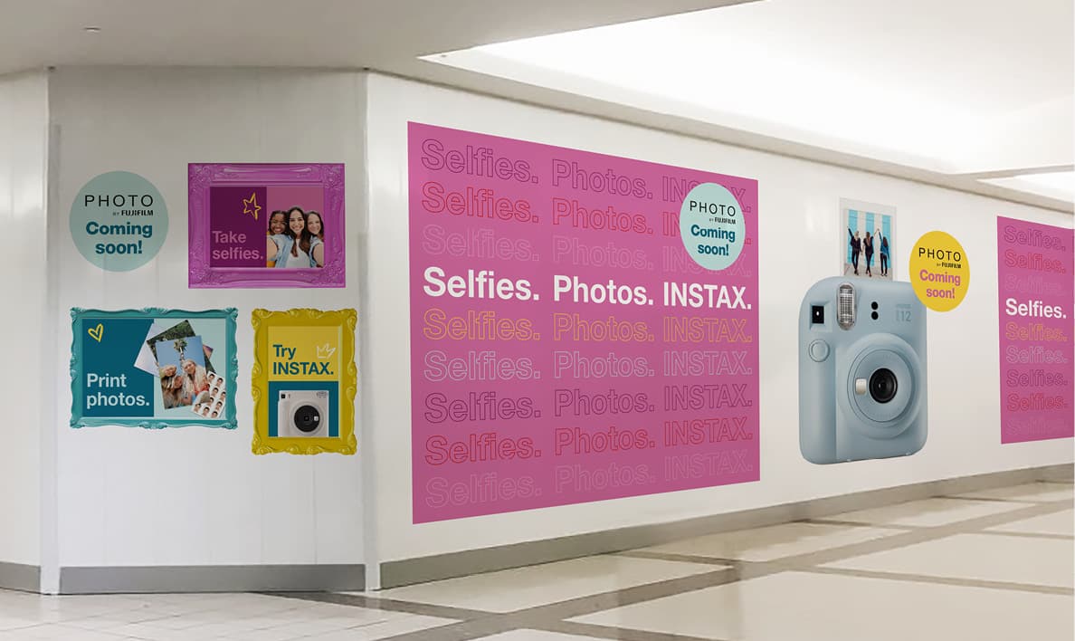 Instax advertising on wall