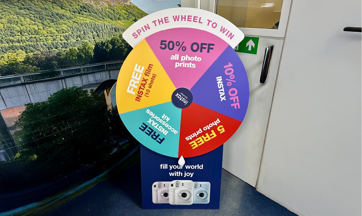 Instax interative spin wheel cut out cardboard